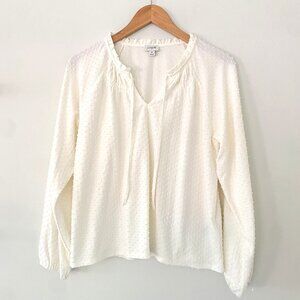 🤍 J.Crew Textured Long Sleeve Blouse –‎ Size M – Classic & Breezy 🤍